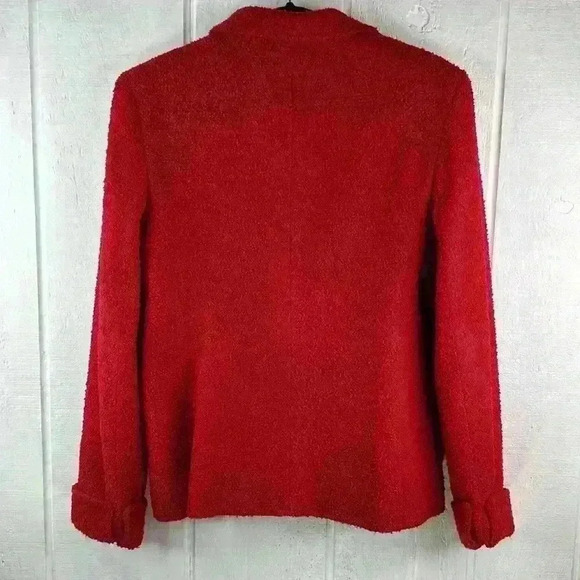 Jillian Jones Women’s Size 6 Red Boucle 3 Button 1-pocket Single Breasted Blazer - Picture 7 of 10
